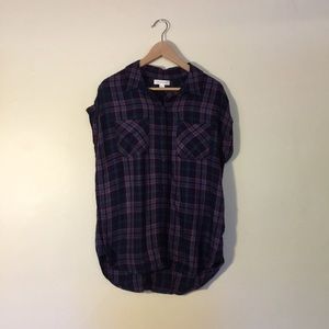Treasure & Bond navy short-sleeve flannel
